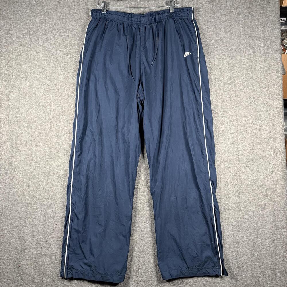 Nike Track Pants Mens 3XL Navy Blue Windbreaker Mesh Lined Zip Ankle Piping